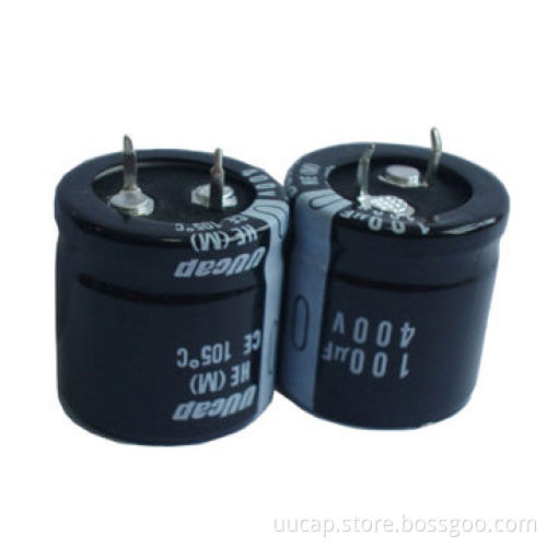 Electrolytic capacitor, various sizes are available, 400V,100UF,3000 hours lifespan at 105°C